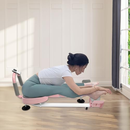 Leg Stretcher, 265LBS Leg Stretch Machine, Adjustable 3 Bar Leg Split Extension Machine with Forward Reverse Magnetic Timer PU Cushion Flexibility Stretching Equipment to Stretch - color: Pink