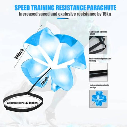 Running Speed Chute Resistance Parachute 56 inch Powerchute Umbrella Training Sprint Power Soccer Trainer for Runner, Football, Soccer Drilling