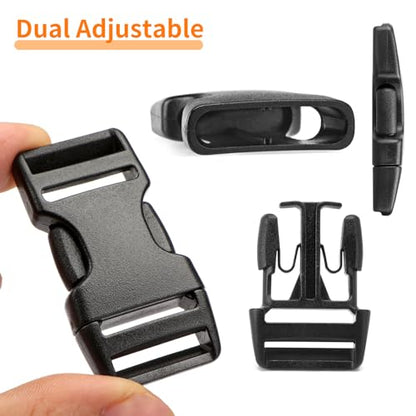 BEYOURD 3/4" Buckles and Straps Set: 6 Yards of Thick Nylon Webbing, 6-Pack Quick Side Release Adjustable Plastic Buckles, 12 Tri-Glide Slide Clips(3/4 Inch Combo Set) - style: 3/4" Combo Set