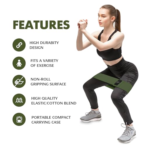 Resistance Bands Set, Exercise Bands with Non-Slip Design for HIPS & Glutes, 3 Levels Workout Bands for Women and Men, Booty Bands for Home Fitness, Yoga, Pilates