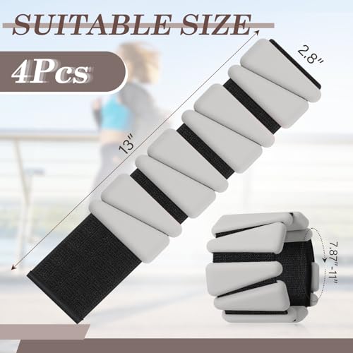 Wrist and Ankle Weights for Women Men Set of 4(1 lb Each) adjustable Arm Leg Silicone Weighted Wristbands Bracelets for Pilates Yoga Gym Workout Running Walking Strength Training(Grey) - color: Beige Brown