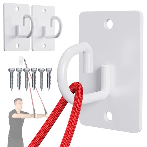 Resistance Band Wall Anchors System, Wall Mount Workout Anchors for Exercise Bands, Space-Saving Home Gym Hooks for Different Levels Strength Training,Fitness - color: G Hooks-White-3Pcs