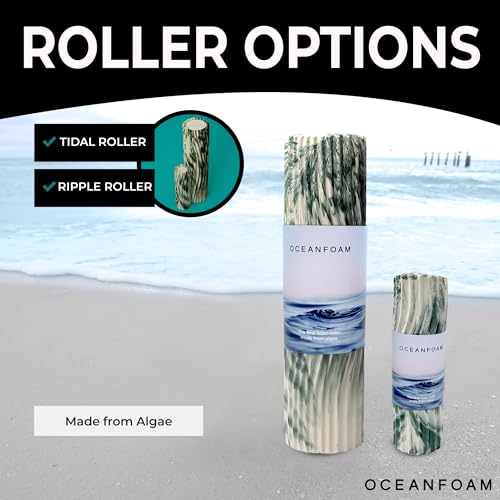 Ripple Travel Foam Roller (11" x 3.35") Firm Mini Foam Roller for Physical Therapy, Deep Tissue Massage, Back Pain - High Density, Ergonomic Wave Textured - Yoga, Exercise (Hunter Marbled) - color: Hunter Marbled