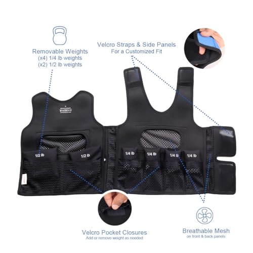 abley's Children's Sensory Weighted Vest for Children with Sensory Issues, Autism, ADHD | Adjustable Therapeutic Support | Compression Vest | Includes 6 Removable Weights | Blue, Large