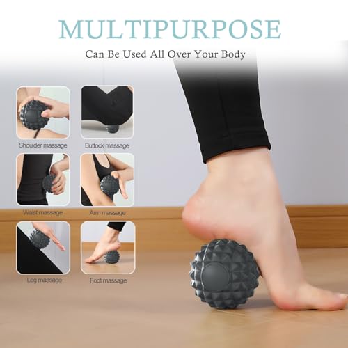 Massage Balls, 2 Pack Firm Silicone Massage Ball Set (Smooth & Textured, 3.54" & 3.22"), Deep Tissue Trigger Point & Myofascial Release for Back, Neck, Shoulder & Foot