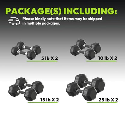 Hex Dumbbell Sets, 90-640 lb Rubber Encased Exercise & Fitness Dumbbells Set, Hand Weight for Strength Training, Weight Dumbbells