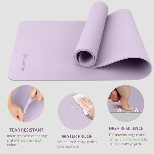 Gruper Yoga Mat Non Slip, 72"L x 24"W x 0.24"/0.32"TH, Anti-Tear Exercise Mat with Carrying Strap and Bag, Pro TPE Yoga Mats for Women, Workout Mats for Home, Pilates and Floor Exercises
