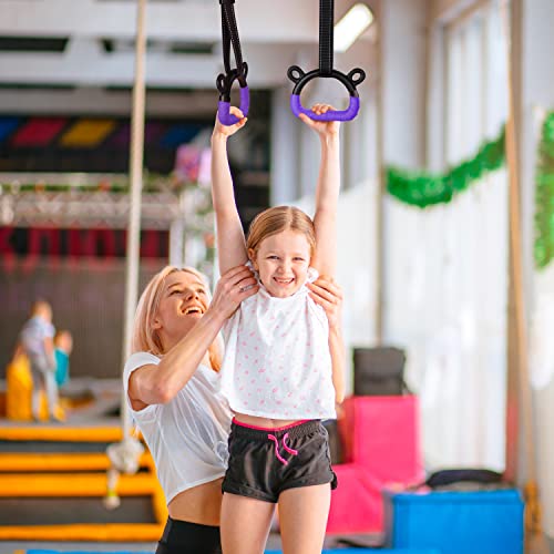 Kids Gymnastic Rings Pull up Rings for Chlidren Exercise,Indoor Gym Ring,Kids Gymnastics Rings with Adjustable Straps,Load Bearing 220lb(NO Bar) - color: Purple