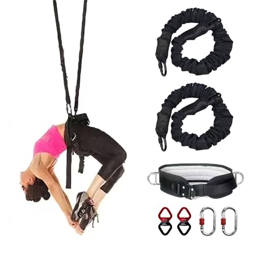 PRIOR FITNESS Back Somersault Bungee Dance Set, CE Certified, Backward Flip Training Equipment with Padded Waist Belt, Heavy-Duty Cords & Safety Swivels for Fitness Taekwondo Martial Arts Kickboxing