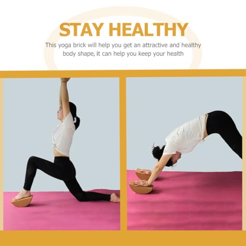 Homoyoyo Yoga Balance Brick Set, Small Cork Half-moon Blocks with Non-slip Surface for Core Strength Training and Stability Support, Sturdy Yoga Tool for Pilates and Fitness Workouts