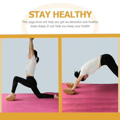 Homoyoyo Yoga Balance Brick Set, Small Cork Half-moon Blocks with Non-slip Surface for Core Strength Training and Stability Support, Sturdy Yoga Tool for Pilates and Fitness Workouts