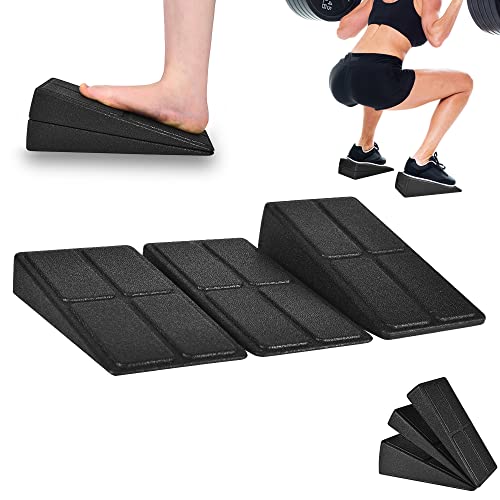 Slant Board Squat Wedge for Calf Stretching，3 Pcs 12" x 6.3" Foot Stretcher Balance Board for Plantar Fasciitis, Adjustable Foam Slant Board Wedge Great for Exercises