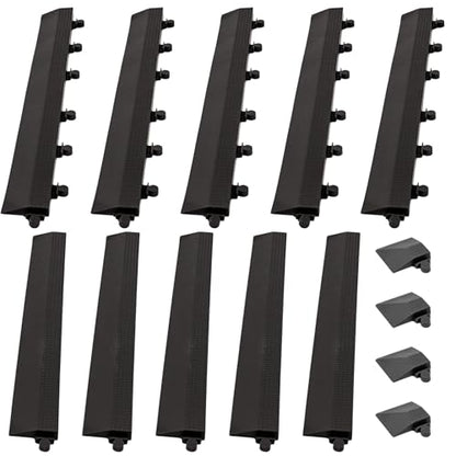 Interlocking Floor Tile Trim Pieces - Beveled Edges and Corners - Durable ½ in TPE (Rubber Like, NOT Foam, no Odor) - 10 Edges and 4 Corners - Made in USA