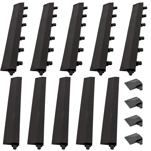 Interlocking Floor Tile Trim Pieces - Beveled Edges and Corners - Durable ½ in TPE (Rubber Like, NOT Foam, no Odor) - 10 Edges and 4 Corners - Made in USA
