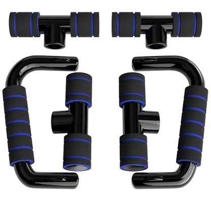 READAEER Push Up Bars Gym Exercise Equipment Fitness 1 Pair Pushup Handles with Cushioned Foam Grip and Non-Slip Sturdy Structure Push Up Bars for Men & Women - color: Blue