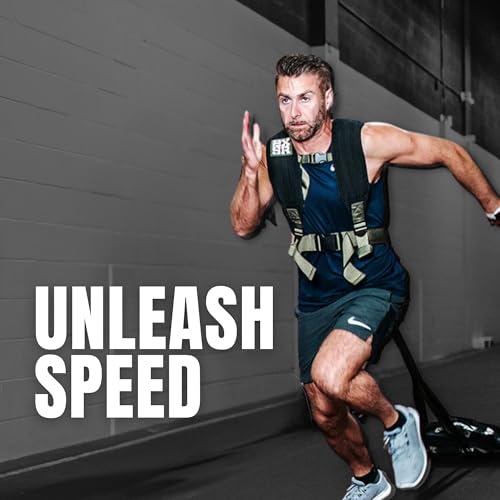 Pull Sled Harness with Drag Strap for Fitness Strength Training, Full Body Workout, Conditioning One Size Fits Most, Heavy Duty Military Grade Materials, Metal Buckles Pulling Up to 1000LBS