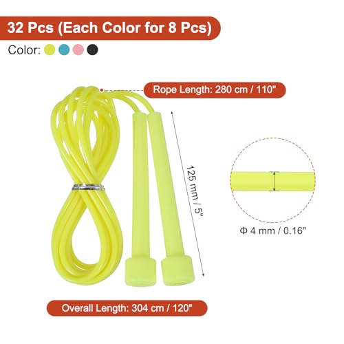 PATIKIL Jump Rope PVC, 32 Pcs Adjustable Speed Skipping Rope Tangle-Free Exercise Equipment for Workout Women Men Outdoor Training Home Fitness, 4 Color