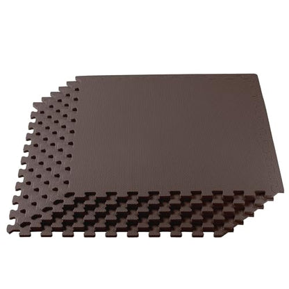 We Sell Mats 1/2 Inch Thickness Multipurpose EVA Foam Floor Tiles, Interlocking Floor Mat for Indoor Gym and Home Use, 24 in x 24 in, Brown, 48 Square Feet (12 Tiles)