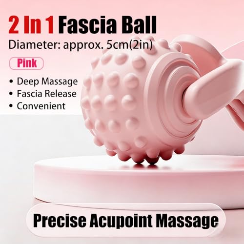 Demountable Roller Massage Ball | 2 in 1 Ergonomic Handle, Muscle Roller Stick, Manual Massage Tools, Relief Neck Arm Back Leg Body Deep Release