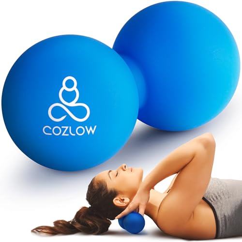 Double Lacrosse Silicone Massage Ball - Cobalt Blue - Peanut Trigger Point Roller for Mobility, Deep Tissue Therapy, Myofascial Release - Acupressure Tool for Muscle Pain Relief