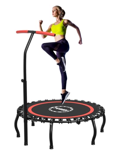YORIN Rebounder Tranpoline for Adults, 330LBS Fitness Indoor Tranpoline, 40" 48" 50" Mini Exercise Tranpoline with Bungees, Stable Quiet Workout Small Tranpoline, Equipment Exercise at Home - color: Red, size: 40 IN