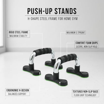 H-Shape Steel Push-Up Stands with Foam Grips - Non-Slip Base for Home Gym Strength Training (1 Pair)
