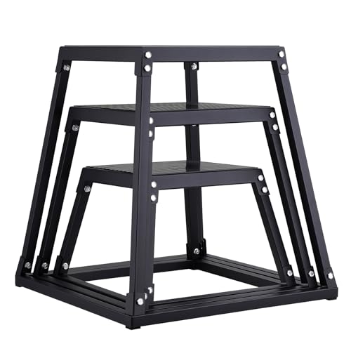 VEVOR Plyometric Platform Box, Plyometric Jump Box, Fitness Steel Plyo Box for Home Gym Jump Training, Crossfit, Conditioning, Strength Training, Black