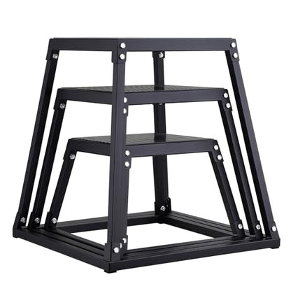 VEVOR Plyometric Platform Box, Plyometric Jump Box, Fitness Steel Plyo Box for Home Gym Jump Training, Crossfit, Conditioning, Strength Training, Black