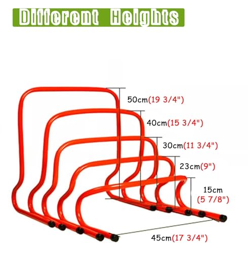Football Hurdles Soccer Training Agility Hurdles, 5 Pack Different Height Mini Speed Hurdles with Carry Strap, Portable Workout Jumping Hurdles Obstacles Bar