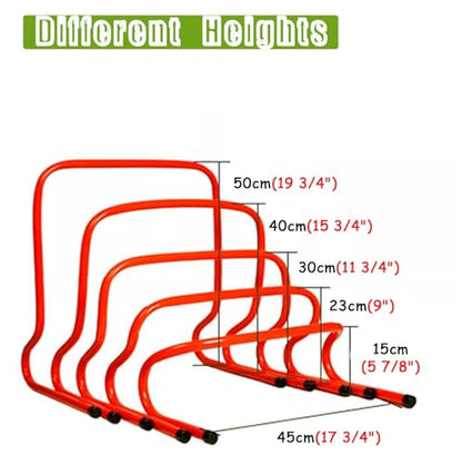 Football Hurdles Soccer Training Agility Hurdles, 5 Pack Different Height Mini Speed Hurdles with Carry Strap, Portable Workout Jumping Hurdles Obstacles Bar