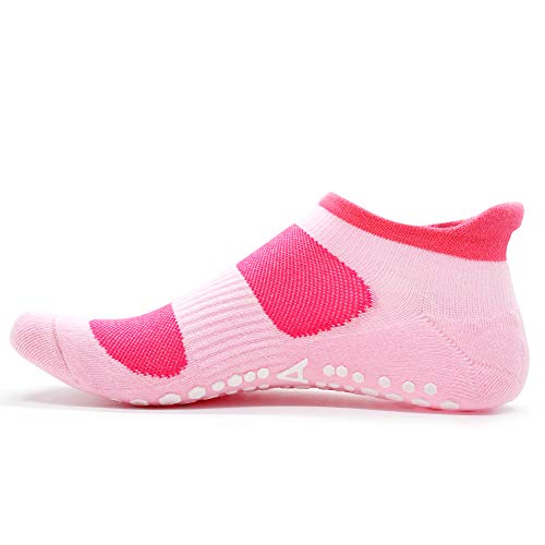 Busy Socks 2 Pack Women Ankle Non Slip Yoga Pilates Grip Socks with Cushion - color: 2 Pairs Pink