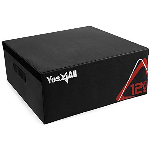 Yes4All Adjustable Soft Plyo Box, Jumping Trainer - For Plyometric Exercises and Conditioning, Multiple Height Variations - color: E. Black - 12"