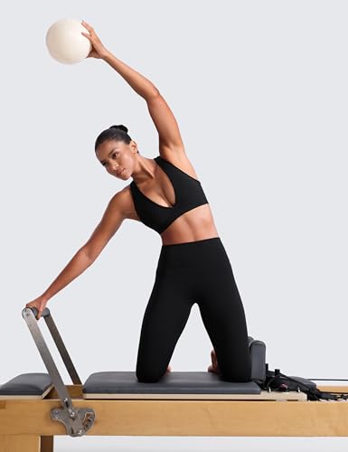 CRZ YOGA Butterlift Deep V Neck Sports Bras for Women - Padded Gym Wide Straps Cut-Out Cross Back Crop Pilates Workout Top