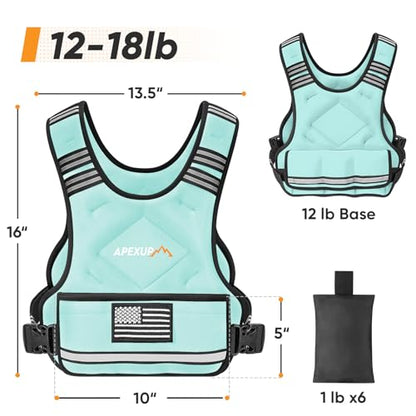 Adjustable Weighted Vest, 4-10lb/12-18lb/20-32lb Vest with 6 Ironsand Weights and Large Pocket, Weight Vest for Men Women Strength Training, Running, Walking - color: Pastel Blue, size: 12-18lbs
