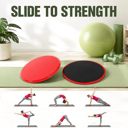 Sliding Disc Workout Sliders, Core Exercise Fitness Training Disks, Double - Sided for Carpet and Hard Floors - Low Impact, Portable, Ideal for Pilates and Home Gym