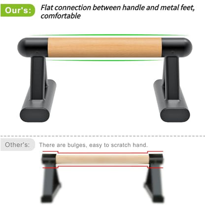 SELEWARE Wood Push Up Bars Steel Calisthenic Parallette Bars Handstand Bars - color: B: Wood Grip (14.5"L x 6"H)