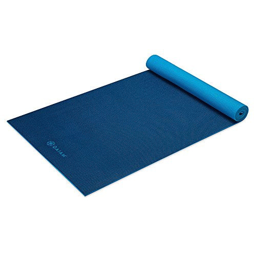 Gaiam Solid Color Yoga Mat, Non Slip Exercise & Fitness Mat for All Types of Yoga, Pilates & Floor Exercises - color: Navy/Blue, size: 68"L x 24"W x 6mm Thick