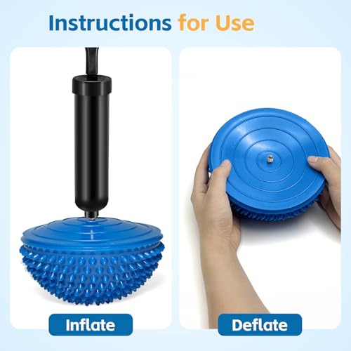 Wobble Cushion Set for Sensory Kids and Balance Training - Disc Plus 4 Pods, Board With Pump, Inflatable Stepping Pads for Adults