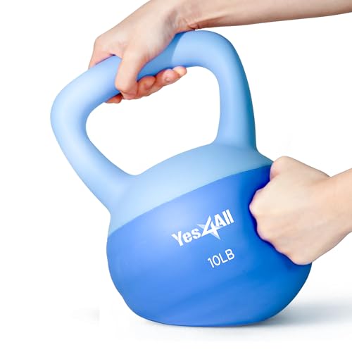 Yes4All Soft Kettlebell, PVC Strength Training Kettlebells for Women, Floor Protection & Quiet, Wide Handle, Aesthetic Soft Weights (5,10,15,20lb) for Home Gym, Fitness Beginners - color: 10lb - Peacock Blue
