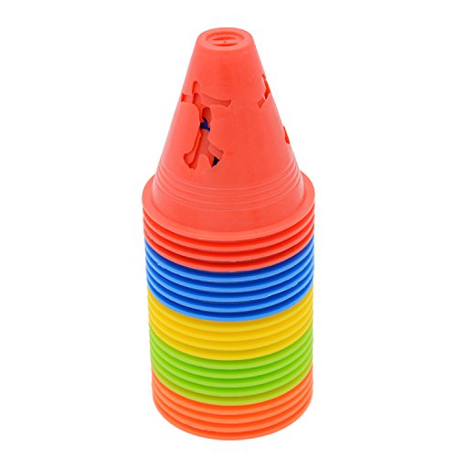 Famgee 3 Inch Plastic Windproof Slalom Cones Inline Roller Skating Cones Pile Cup Roadblocks Traffic Road Cones Set with Holes for Skate Practice Sport Training