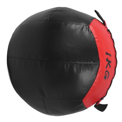 Sturdy Workout Wall Ball with Textured Surface for Easy Grip for Multifunctional Fitness Training, Builds Power, 2.2lb 1KG PU Leather Weighted Wall Ball