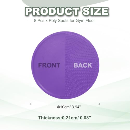 Spot Markers for Agility Dot, Non-Slip Poly Spots Floor Dots Flat Field Soccer Training Equipment 4 in & 8 Pcs & Purple -Fitting for (Gym/Sports/Training/PE Games/Dance)