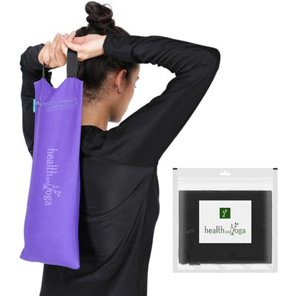 HealthAndYoga™ Yoga Sand Bags - Double Bag with Inner Waterproof Bag - Prop for Adding Weight and Support (Black) - color: Black