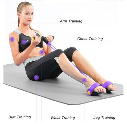 Resistance Band with Pedal Handle 6 Tube Elastic Natural Latex Pull Rope Fitness Bands for Leg Arm Abdomen Waist Stretching Exercising Training - color: Black Purple