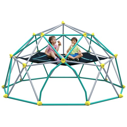 Merax 12FT Climbing Dome with Hammock, Outdoor Geometric Dome Climber Play Center for Kids 3-10 Supporting 1000 lbs, Easy Assembly Jungle Gym