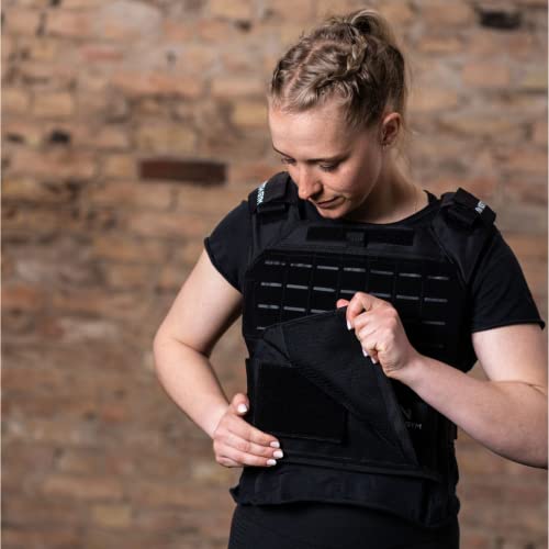 Northgym Adjustable Weighted Vest/Incl. 3D Weight Plates in 14lbs / 20lbs/ 30lbs/ 42.5lbs - Optimized Weight Distribution and with Curved Plates for Running, Functional Training and Working Out - style: Black 42.5lbs