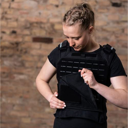 Northgym Adjustable Weighted Vest/Incl. 3D Weight Plates in 14lbs / 20lbs/ 30lbs/ 42.5lbs - Optimized Weight Distribution and with Curved Plates for Running, Functional Training and Working Out - style: Black 42.5lbs