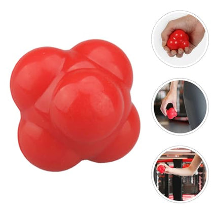 Hemoton Hexagonal Reaction Ball for Hand Eye Coordination Training, Red Large 68mm Silicone Agility Fitness Ball for Indoor Speed and Reflex Exercise