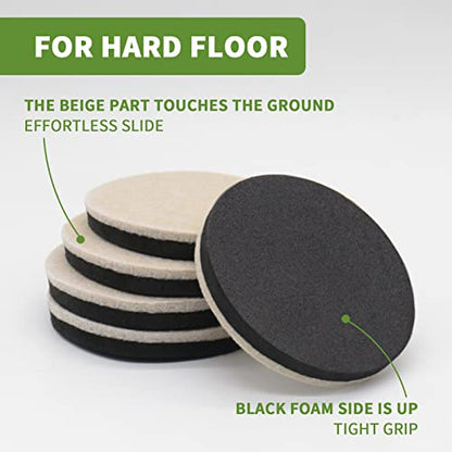 Furniture Sliders for Carpet and Hardwood, 8 PCS 3 1/2", Beige - size: Round 8 PCS 3 1/2'' Beige