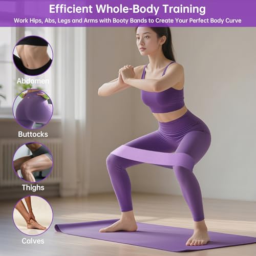 Fabric Resistance Bands for Women - 3 Levels Booty & Leg Workout Bands for Glutes, Thigh Squats Pilates Yoga, Non Slip Exercise Band,Portable Home Gym Set with Bag